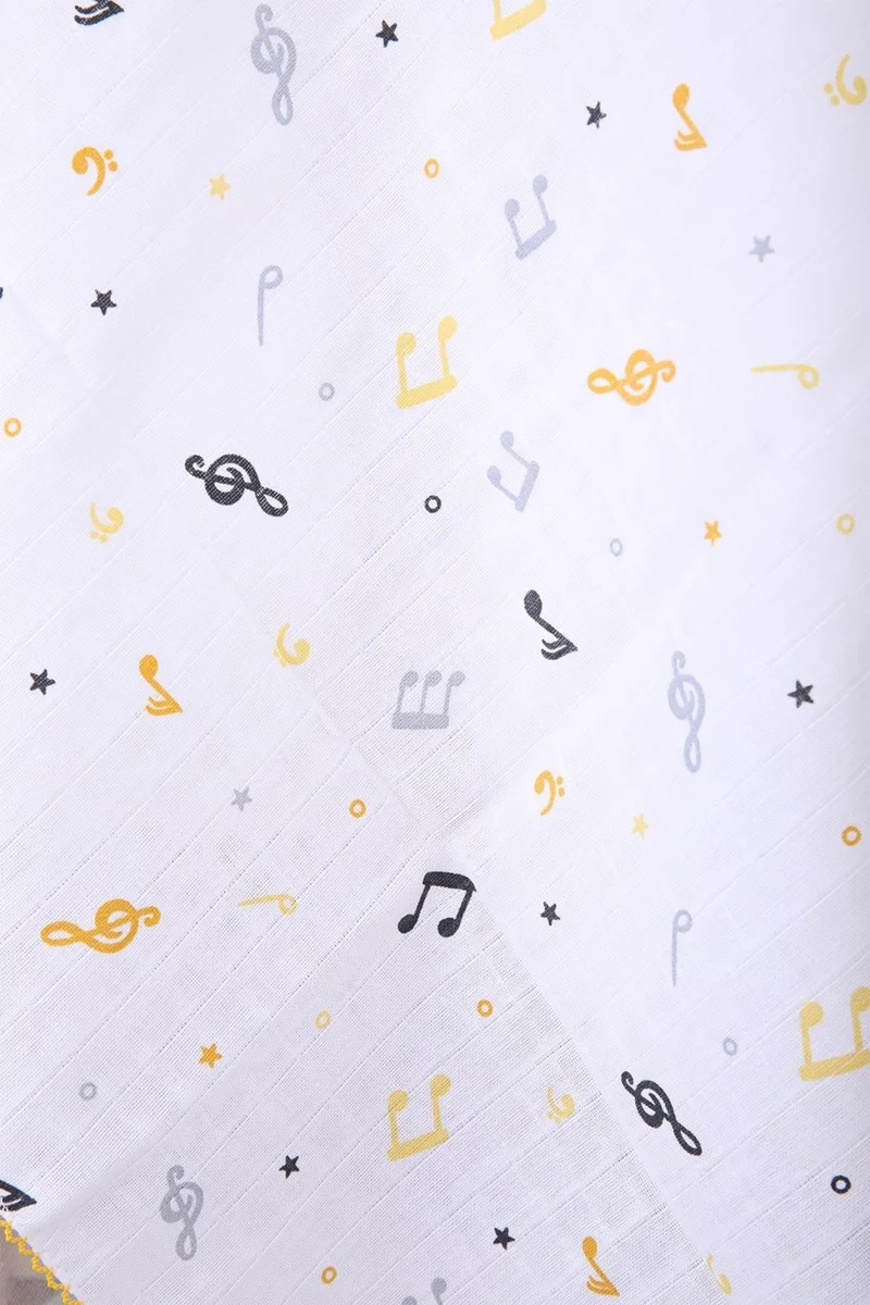 بيبي هولا Muslin Cover 85 x 90 cm Musical Note Pattern Organic Gift Breastfeeding Bottom Opening Newborn Stroller Cover