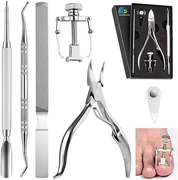 MojiDecor Ingrown Toenail Filae and Ingrowing Toenail File Professional Nail Care Set 6PCS Premium Stainless Steel Manicure Pedicure Set Nail Nipper Nail Slider Nail File and Ingrown Toe Tool - Image 1