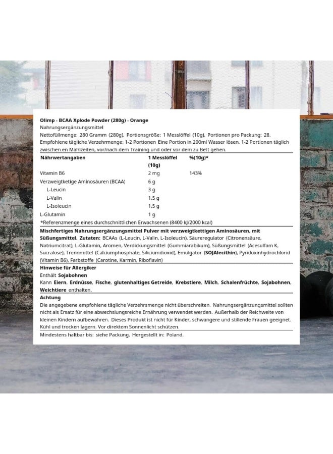 Olimp Labs BCAA Xplode Powder Orange 280 g – Branched Chain Amino Acids with Vitamin B6 for Energy & Recovery Support - Image 4