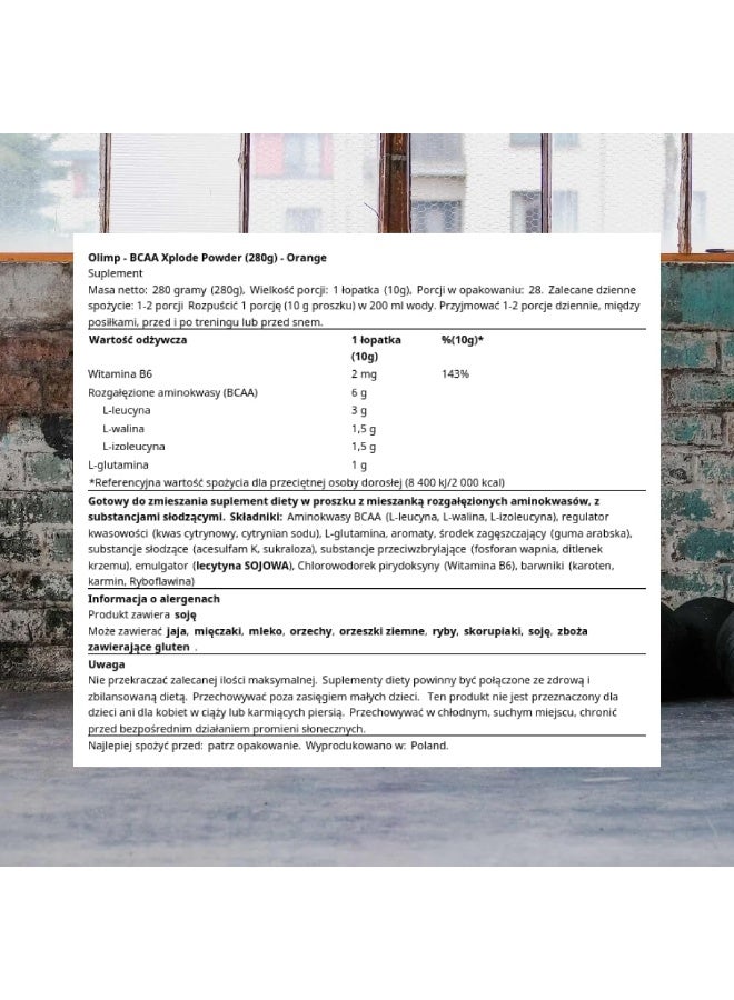 Olimp Labs BCAA Xplode Powder Orange 280 g – Branched Chain Amino Acids with Vitamin B6 for Energy & Recovery Support - Image 3