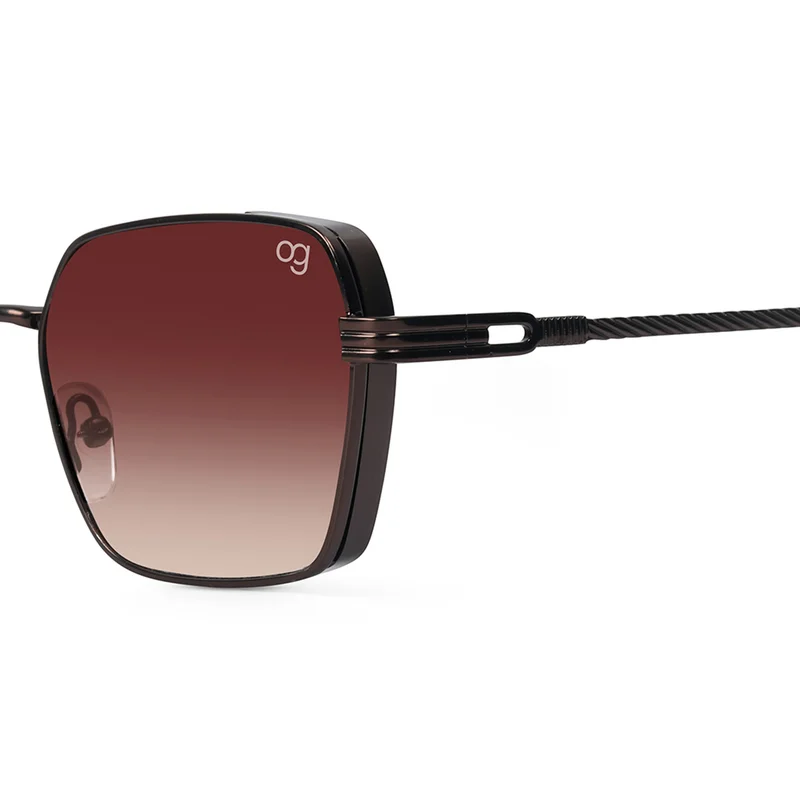 Woggles UV- Protected  Gradient Brown Rectangle Sunglasses