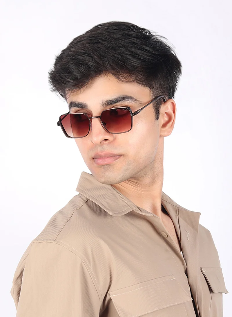 Woggles UV- Protected  Gradient Brown Rectangle Sunglasses