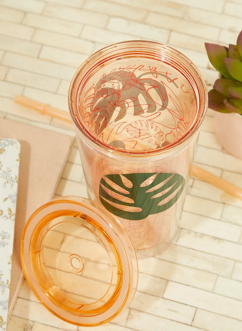 ban.do Monstera Tumbler With Straw - 570ml