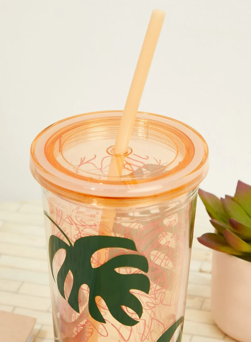 ban.do Monstera Tumbler With Straw - 570ml