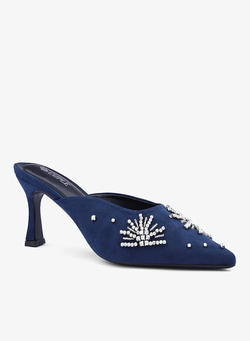 Cuple Womens embellished heeled mules