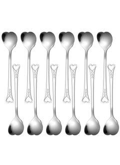 KASTWAVE 12 Pcs Heart Shaped Stainless Steel Tea Spoon Flatware Set 5.7 Inch Coffee Spoon Premium Stainless Steel Coffee Spoons Sugar Spoons Ice Cream Cake Dessert Spoon Stirring Spoon for Home Restaurant  - Image 1