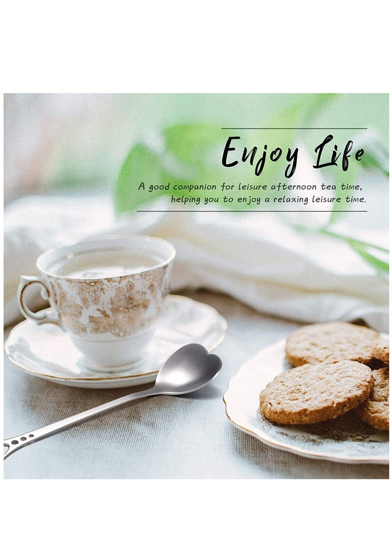 KASTWAVE 12 Pcs Heart Shaped Stainless Steel Tea Spoon Flatware Set 5.7 Inch Coffee Spoon Premium Stainless Steel Coffee Spoons Sugar Spoons Ice Cream Cake Dessert Spoon Stirring Spoon for Home Restaurant - Image 5