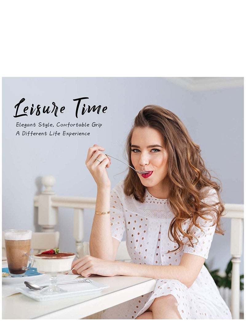 KASTWAVE 12 Pcs Heart Shaped Stainless Steel Tea Spoon Flatware Set 5.7 Inch Coffee Spoon Premium Stainless Steel Coffee Spoons Sugar Spoons Ice Cream Cake Dessert Spoon Stirring Spoon for Home Restaurant - Image 4