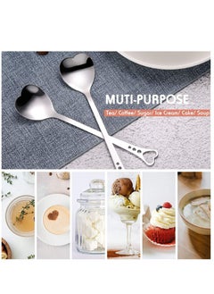 KASTWAVE 12 Pcs Heart Shaped Stainless Steel Tea Spoon Flatware Set 5.7 Inch Coffee Spoon Premium Stainless Steel Coffee Spoons Sugar Spoons Ice Cream Cake Dessert Spoon Stirring Spoon for Home Restaurant  - Image 2