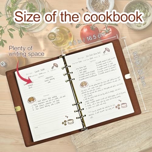 GoShambar Blank Recipe Book To Write In Your Own Recipes, Leather Recipe Notebook, Recipe Journal Hold 150 Recipes(Long Recipes & Short Recipes) (Green) - Image 5