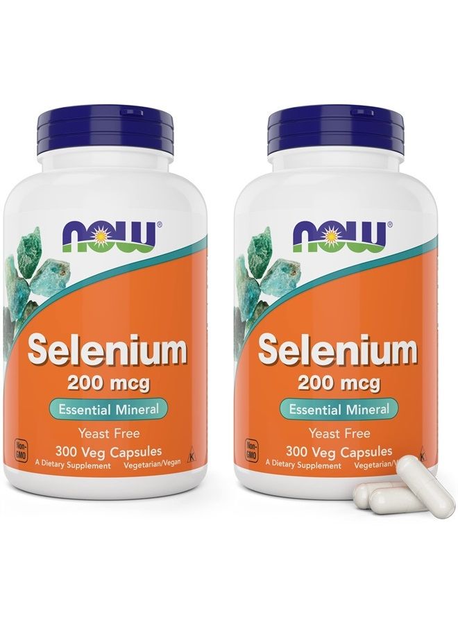 Now Foods Selenium 200mcg Capsules, 300 Count (Pack of 2) - L Selenomethionine Mineral Supplement for Women & Men - Veg Caps, Non-GMO, Vegan Friendly, Yeast-Free - Image 1
