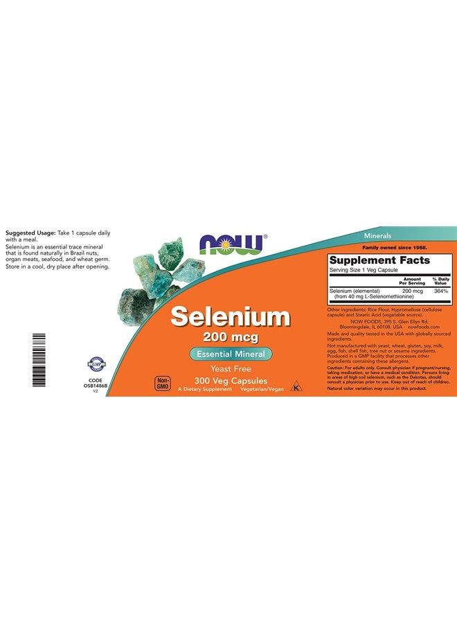 Now Foods Selenium 200mcg Capsules, 300 Count (Pack of 2) - L Selenomethionine Mineral Supplement for Women & Men - Veg Caps, Non-GMO, Vegan Friendly, Yeast-Free - Image 5