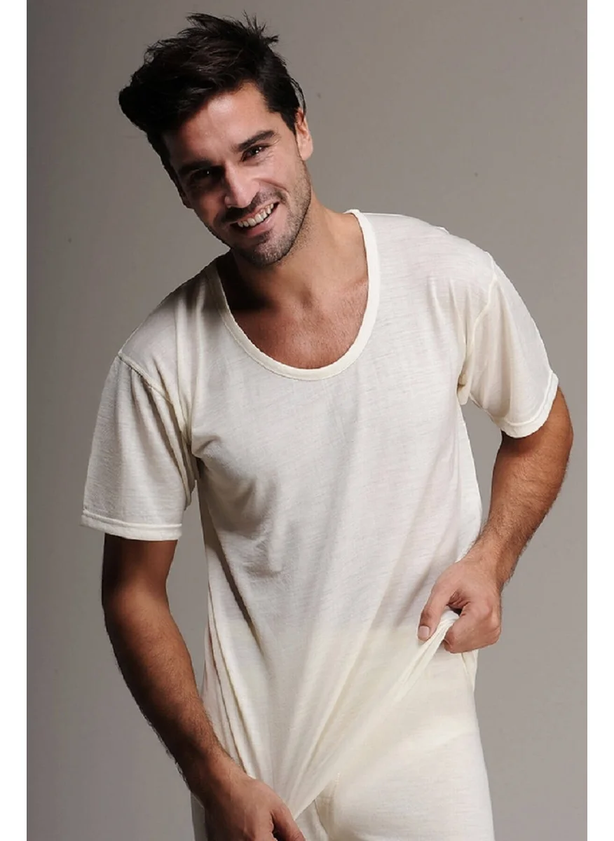 Hasyün Men's 100% Wool Thermal Short Sleeve Undershirt Undershirt