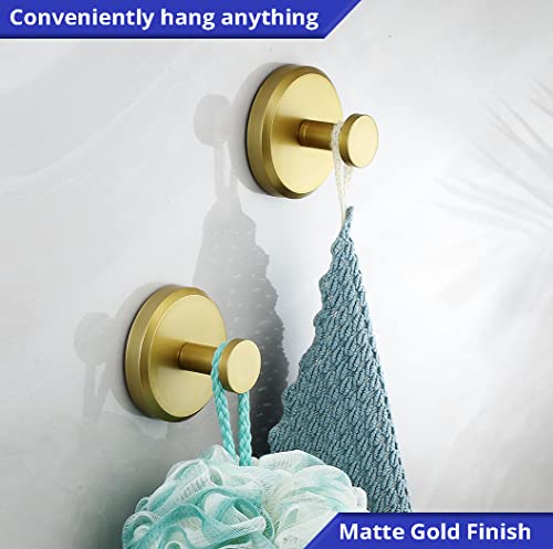 HOME SO Suction Cup Hooks for Shower, Bathroom, Kitchen, Glass Door, Mirror, Tile – Loofah, Towel, Coat, Bath Robe Hook Holder for Hanging up to 15 lbs – Waterproof, Matte Brushed Satin Gold (2-Pack) - Image 2