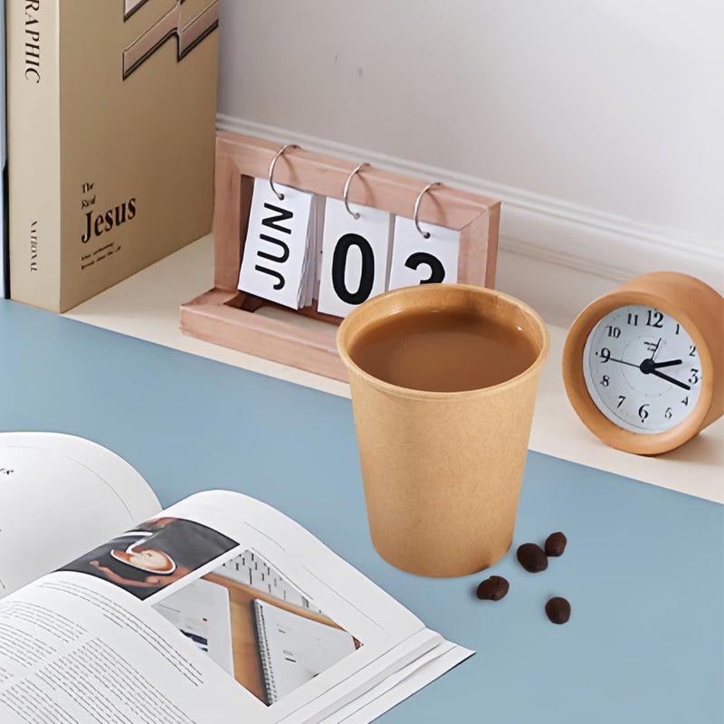 SIUQ 400 Pack 8 oz Kraft Paper Cups, Unbleached Disposable Paper Coffee Cups, Thickened Hot/Cold Beverage Drinking Cup for Party, Home, Cafes, Bistros, Businesses (Brown) - Image 4