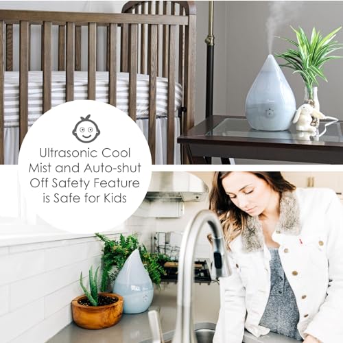 Crane Teardrop Ultrasonic Cool Mist Baby Humidifier for Nursery, Essential Oil Diffuser, Adjustable Settings, Auto Shut-Off, Grey, 0.5 Gallon - Image 4