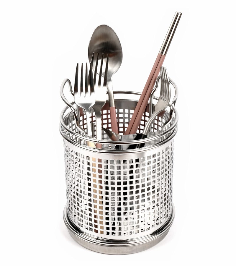LENITH Stainless Steel Kitchen Round Utensil Holder  Weighted Base for Stability  Utensil Crock With Removable Divider for Easy Cleaning Round Tulip