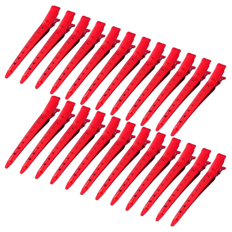 Bantoye 24 Packs Duck Bill Clips Bantoye 335 Inches Rustproof Metal Alligator Curl Clips with Holes for Hair Styling Hair Coloring Matte Red - Image 3
