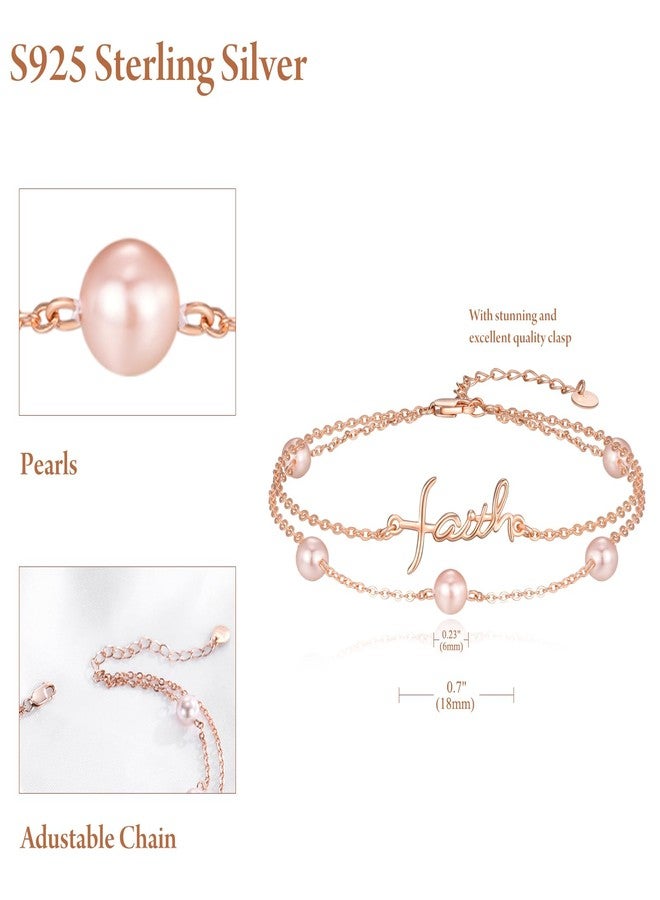 PRAYMOS Faith Bracelet for Women Pearl Bracelets for Women Dainty Freshwater Pearl Bracelet Double Chain Christian Religious Confirmation Jewelry Gifts for Women - Image 5