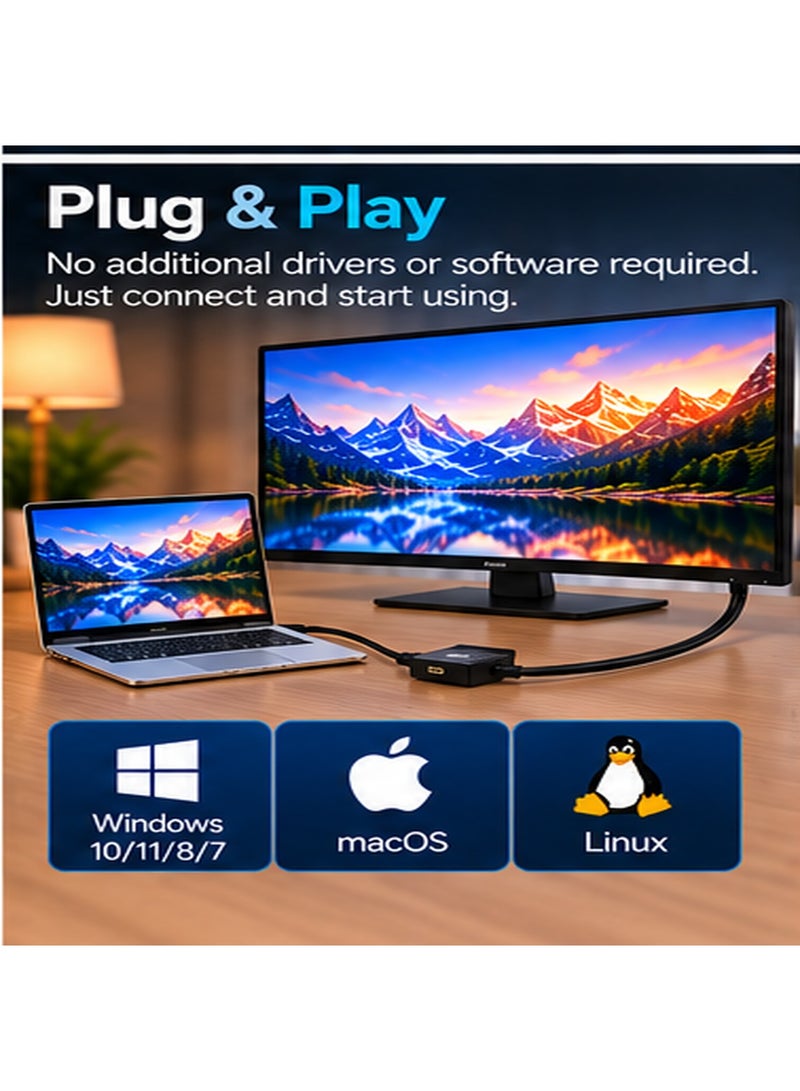 أونتن كابل ONTEN OTN-5160-3M (بطول 3 أمتار) لتحويل HDMI إلى DisplayPort؛ كابل نشط (Active) مزود بتقنية مدمجة لتحويل الإشارة ودعم الطاقة عبر منفذ USB، يدعم نقل الصوت والفيديو بدقة فائقة (Ultra HD) تصل إلى 4K بمعدل تحديث 60 هرتز، ويتميز بتصميم محمي وموصلات مطلية بالذهب؛ مناسب للاستخدام مع الشاشات، وأجهزة الكمبيوتر، ومحطات العمل، وقاعات المؤتمرات، وأنظمة الألعاب والمسرح المنزلي. - Image 1