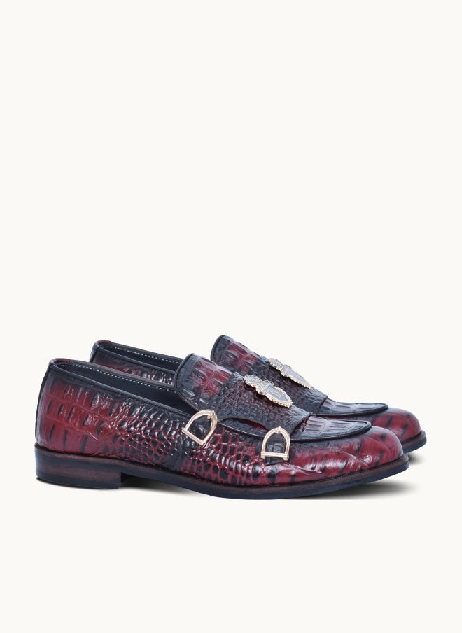 Men's Premium Leather Loafers – Croco Pattern – Handmade Formal Shoes - Image 1