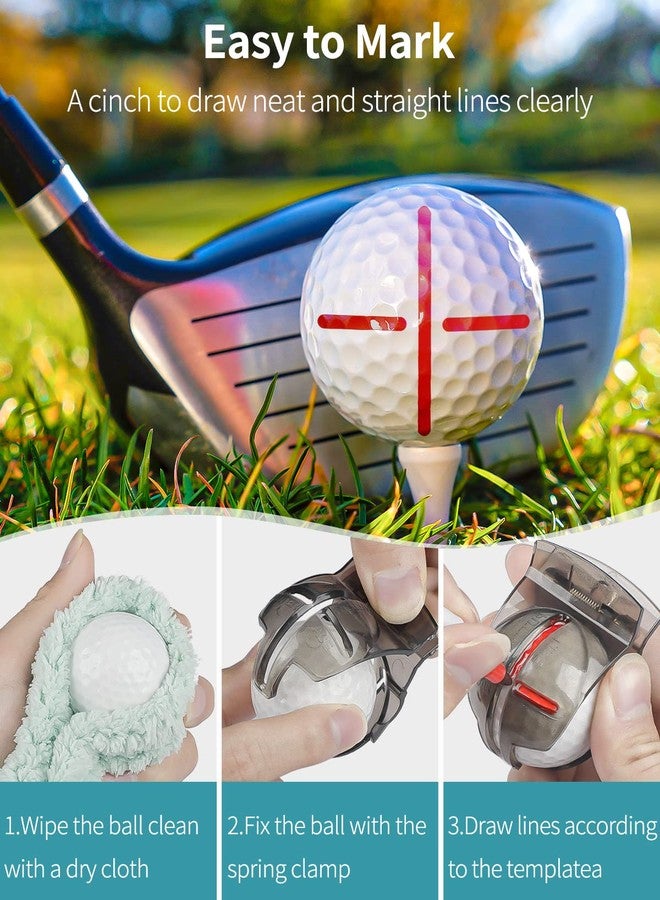 GreenHaven 2 PCS Golf Ball Liner Template for Putt Linear Alignment Kit with Spring Clamp and Tri-line Stencils Golf Line Drawing Marking Tools with Cross Arrow and Tri-line Patterns - Image 4