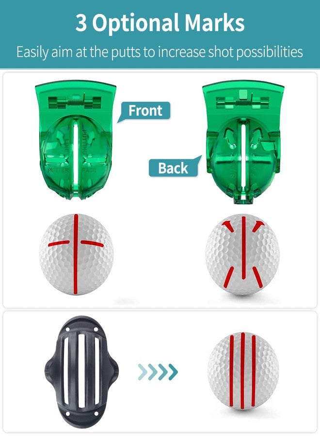 GreenHaven 2 PCS Golf Ball Liner Template for Putt Linear Alignment Kit with Spring Clamp and Tri-line Stencils Golf Line Drawing Marking Tools with Cross Arrow and Tri-line Patterns - Image 2