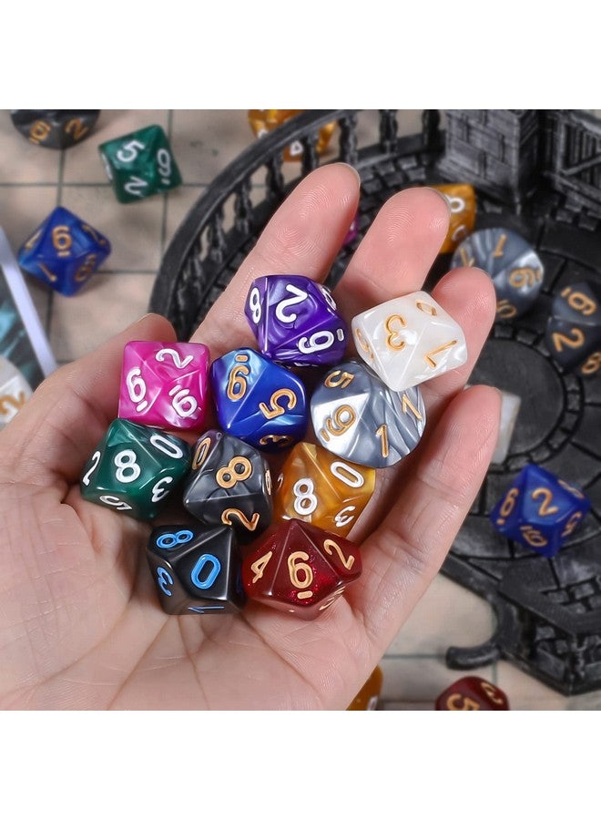 CiaraQ Dnd Polyhedral Dice (100Pcs) With A Dice Bag Compatible With Dungeons And Dragons Dnd Rpg Mtg Role Playing Table Games (D10 Dice, 10 Colors-100 Pcs) - Image 5