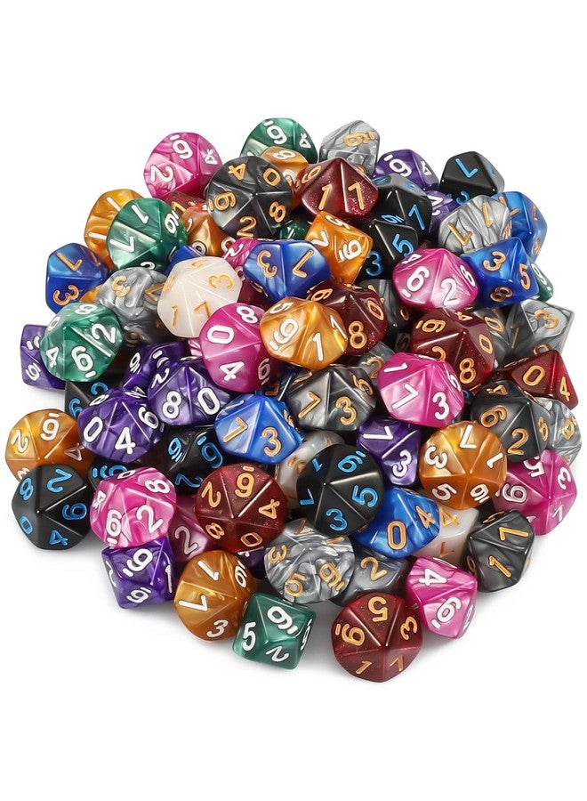 CiaraQ Dnd Polyhedral Dice (100Pcs) With A Dice Bag Compatible With Dungeons And Dragons Dnd Rpg Mtg Role Playing Table Games (D10 Dice, 10 Colors-100 Pcs) - Image 1