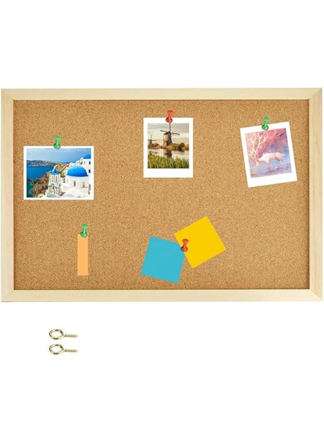 SBC 1 PCS Notice Board Cork Board Strong Shrinkage Performance Pin Board for Office Biodegradable Bulletin Board for Wall, with 5 Push Pins and 2 Nails, for Home, Office and School - Image 1