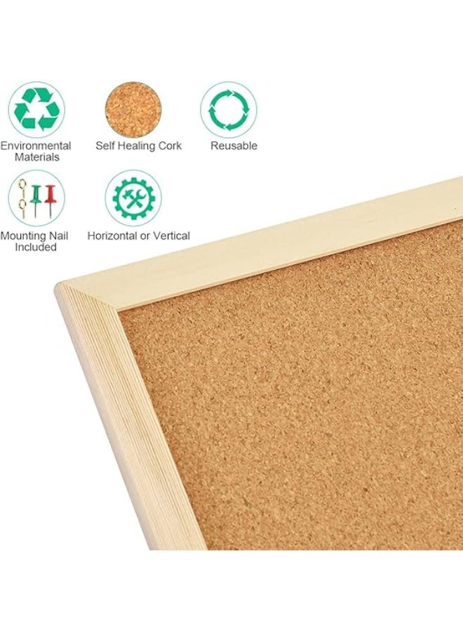 SBC 1 PCS Notice Board Cork Board Strong Shrinkage Performance Pin Board for Office Biodegradable Bulletin Board for Wall, with 5 Push Pins and 2 Nails, for Home, Office and School - Image 2