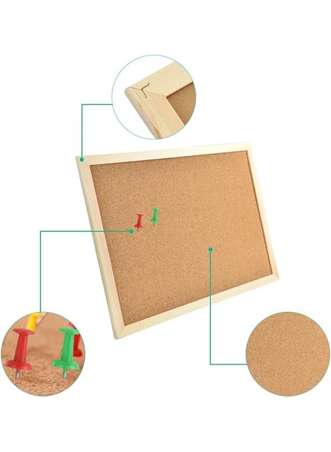 SBC 1 PCS Notice Board Cork Board Strong Shrinkage Performance Pin Board for Office Biodegradable Bulletin Board for Wall, with 5 Push Pins and 2 Nails, for Home, Office and School - Image 3