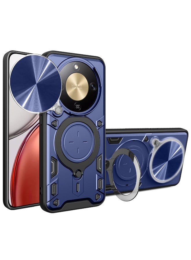 لـ Honor X9d 5G Case, غطاء عدسة الكاميرا الشريحة, حامل الحلقة المغناطيسية مقعد حالة الهاتف الوقائي لـ Honor X9d 5G, أزرق