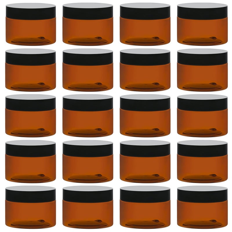 TUZAZO 4 Oz Amber Plastic Cosmetic Jars Leak Proof Small Container with lids for Cream, Lotion, Powder, Ointments, Beauty Products, 24 Pcs - Image 1