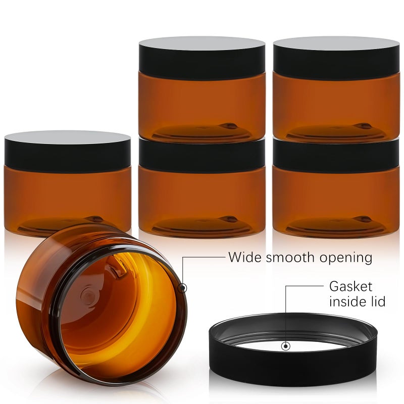 TUZAZO 4 Oz Amber Plastic Cosmetic Jars Leak Proof Small Container with lids for Cream, Lotion, Powder, Ointments, Beauty Products, 24 Pcs - Image 3