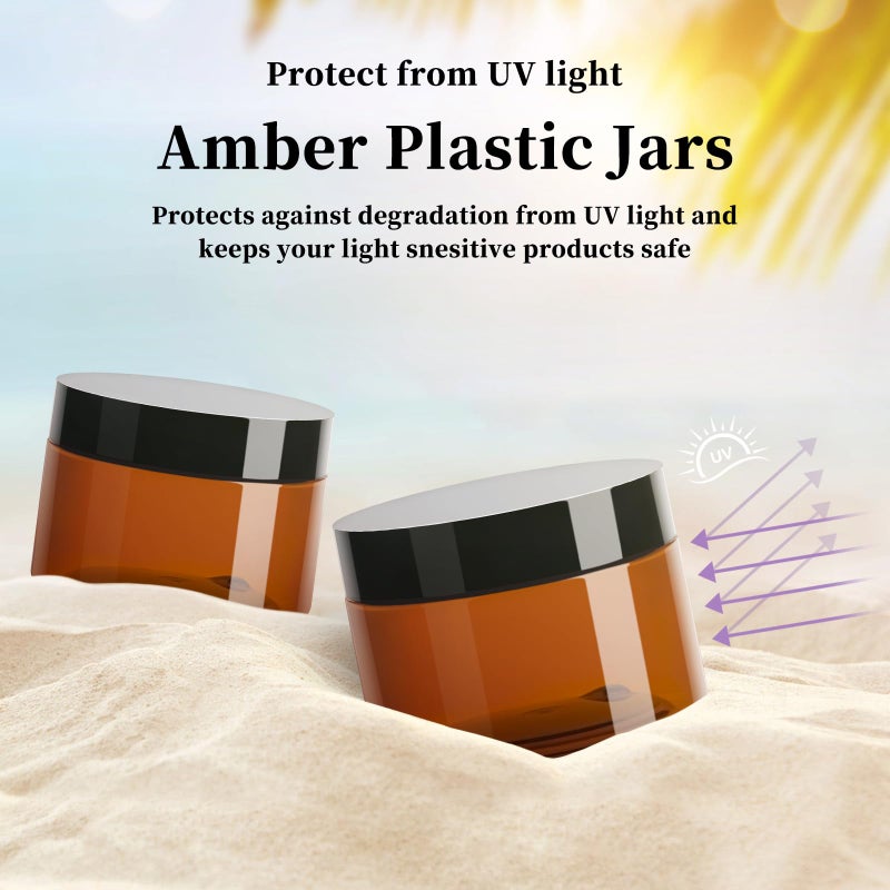 TUZAZO 4 Oz Amber Plastic Cosmetic Jars Leak Proof Small Container with lids for Cream, Lotion, Powder, Ointments, Beauty Products, 24 Pcs - Image 5