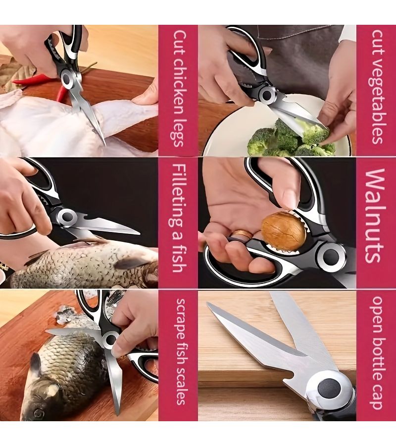 Thick Stainless Steel Kitchen Scissors Multi-Functional Sharp Blade Ergonomic Handle For Chicken Duck Fish Bone BBQ - Image 4