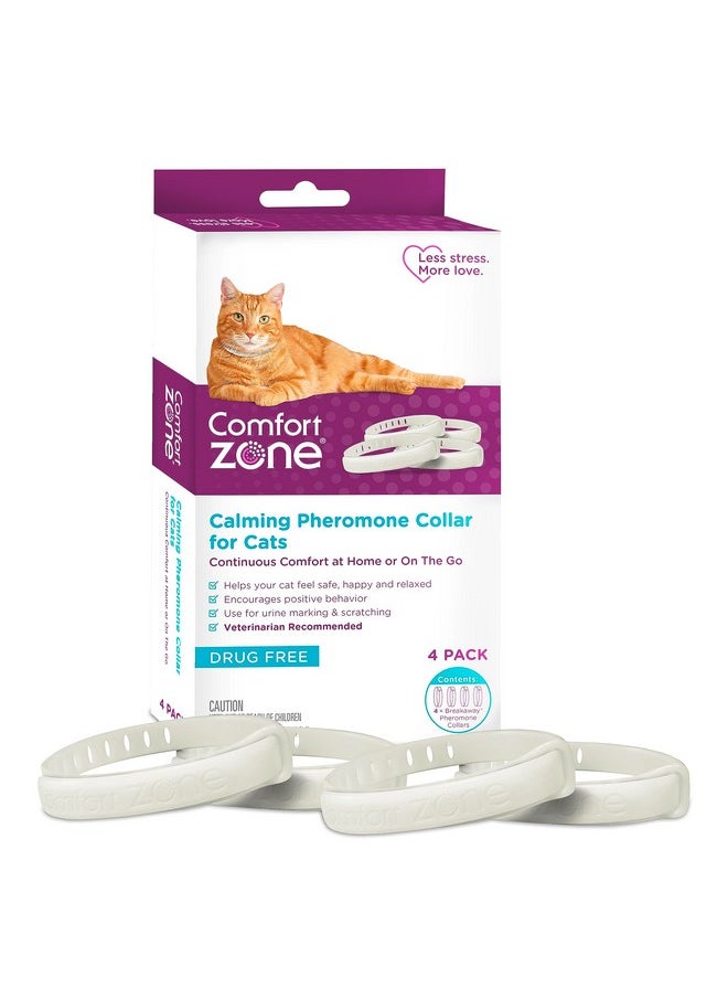 Comfort Zone Comfort Zone Cat Calming Collar Value Pack: 4 30-Day Calming Collars for 120 Days of Calm; Cat Pheromones Help Anxiety, Reduce Stress, Urine Marking, Scratching; Indoor or Outdoor Cats; Long-Lasting  - Image 1