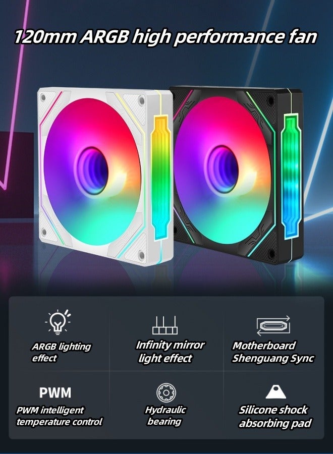 M MIAOYAN Building blocks can be spliced into computer fans, Shenguang synchronous PWM intelligent temperature control CPU air cooler, ARGB computer case fans - Image 2