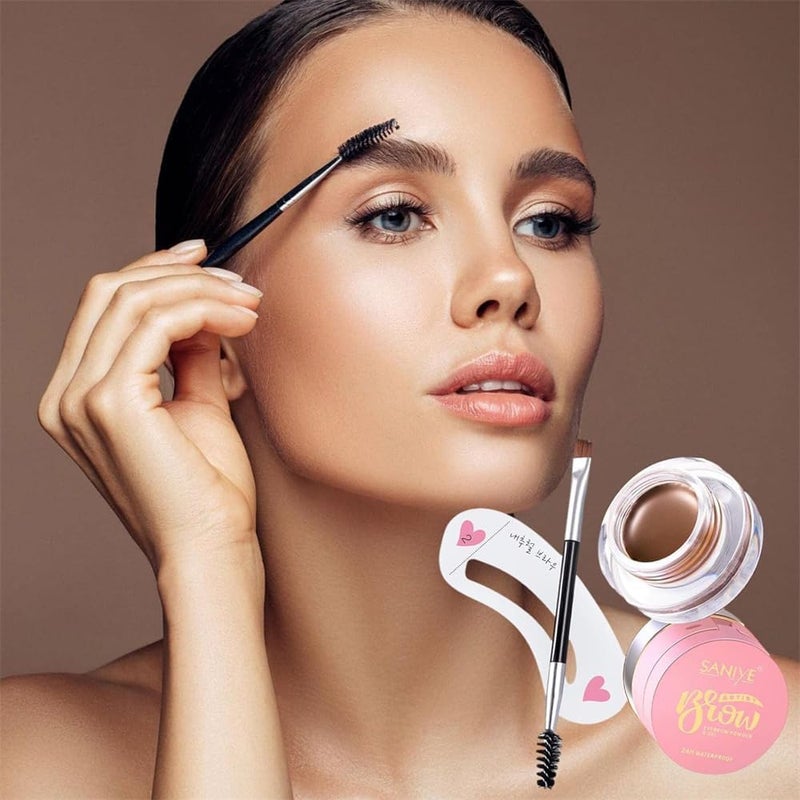 Eyebrow Powder Kit, 2-in-1 Eyebrow Sculpting Set with Double-ended Eyebrow Brush and Template, Long-Lasting Waterproof Eyebrow Makeup for Defined Brows - Image 3