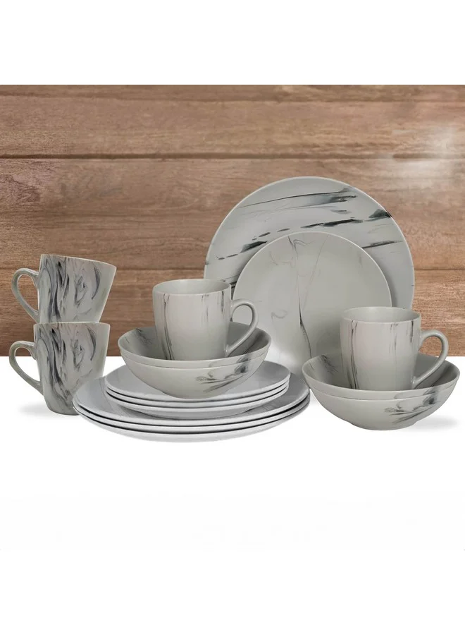 Home Box Eleganza 16-Piece Marble Dinner Set 27.3 x 3.5 x 27.3 cm