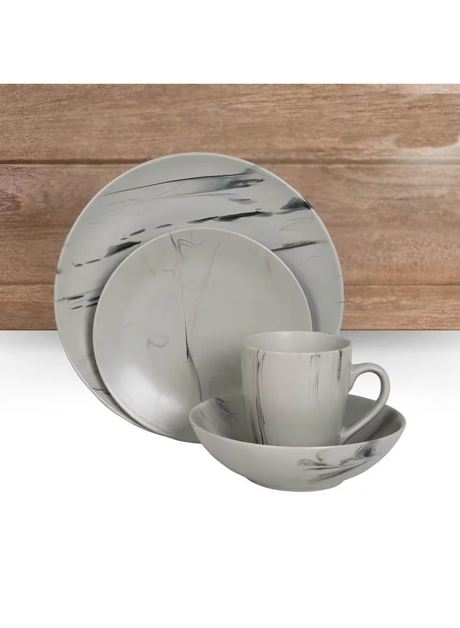 Home Box Eleganza 16-Piece Marble Dinner Set 27.3 x 3.5 x 27.3 cm