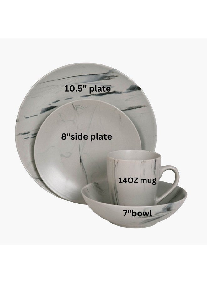 Home Box Eleganza 16-Piece Marble Dinner Set 27.3 x 3.5 x 27.3 cm  - Image 4