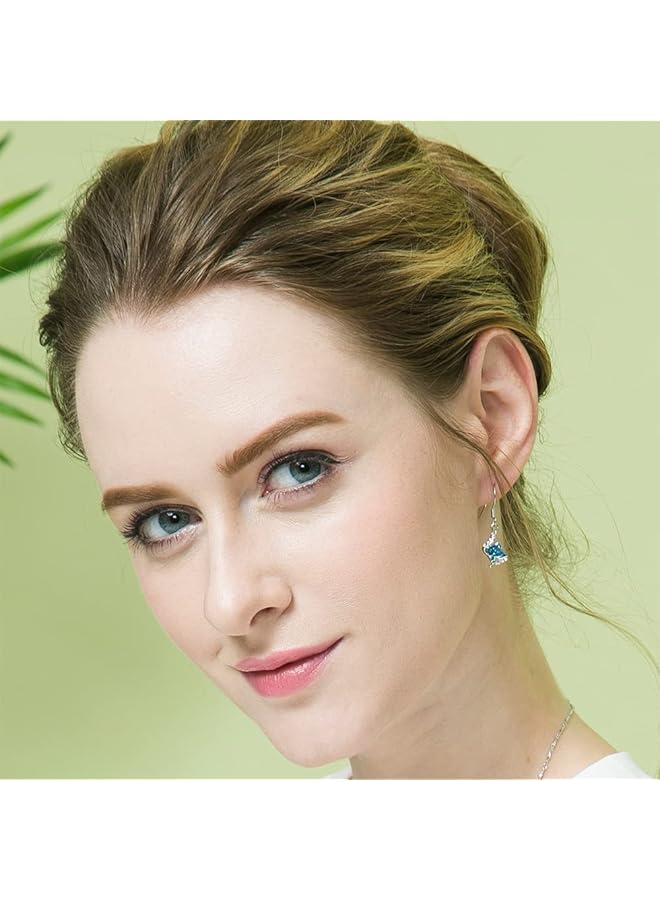 تشيميز أصفر أقراط متدلية زرقاء من كريستالات أنجيل جارديان للنساء - Image 2