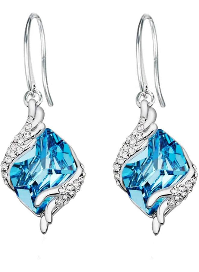 تشيميز أصفر أقراط متدلية زرقاء من كريستالات أنجيل جارديان للنساء - Image 1