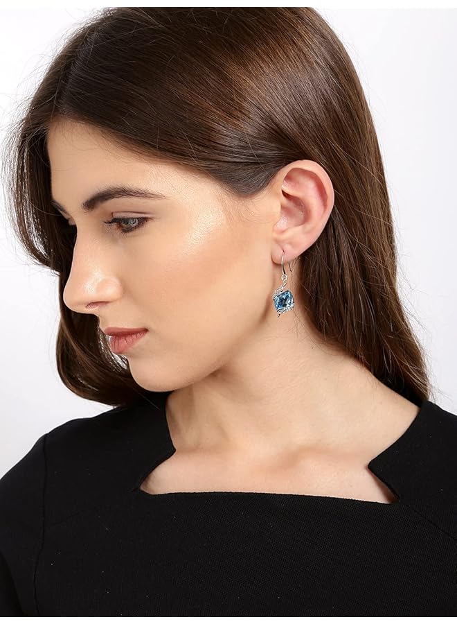 تشيميز أصفر أقراط متدلية زرقاء من كريستالات أنجيل جارديان للنساء - Image 5