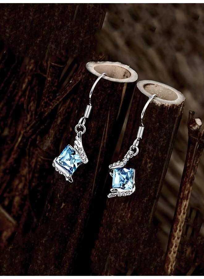 تشيميز أصفر أقراط متدلية زرقاء من كريستالات أنجيل جارديان للنساء - Image 3