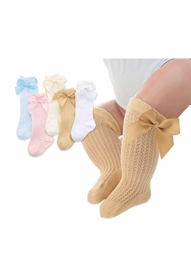 Barakah جوارب شبكية عالية الركبة للفتيات الرضع قابلة للتنفس مع رباط قوس م - Image 2