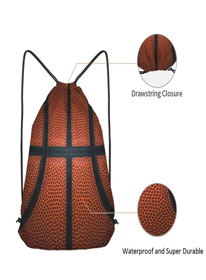 Beabes Basketball Drawstring Bags Backpack Bag Game Leather Texture Spot Sport Red Black Color Team Popular Art Cool Ball Sport Gym Sack for Men Women - Image 5