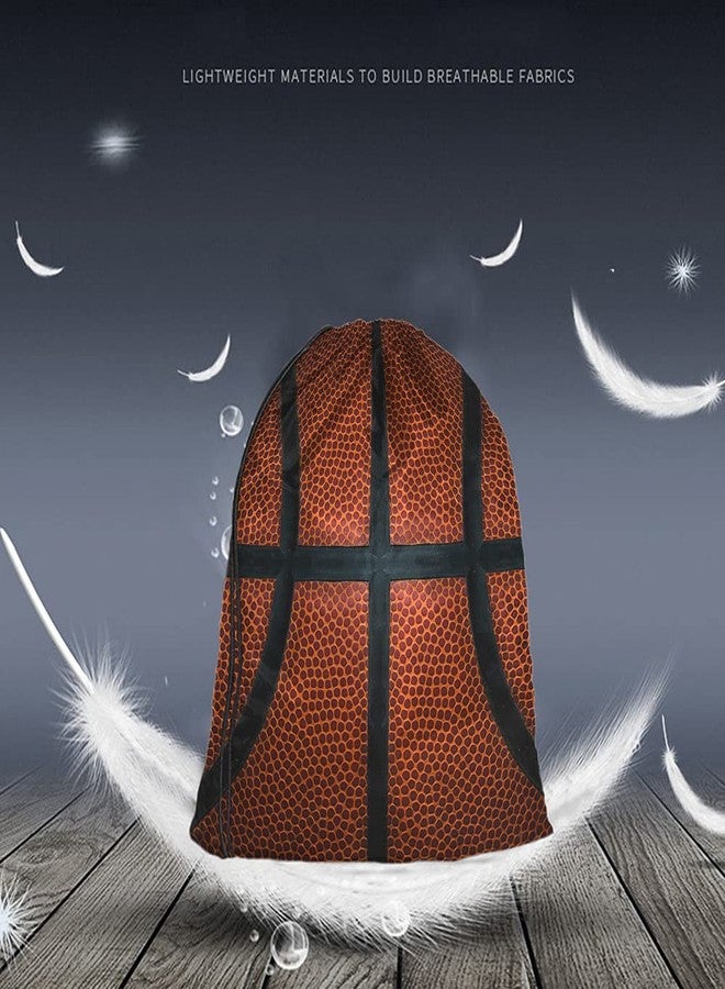 Beabes Basketball Drawstring Bags Backpack Bag Game Leather Texture Spot Sport Red Black Color Team Popular Art Cool Ball Sport Gym Sack for Men Women - Image 2